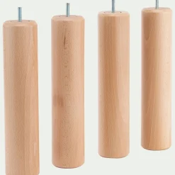 alinea Pied De Sommier*Lot de 4 pieds de sommier - H30cm Bois clair