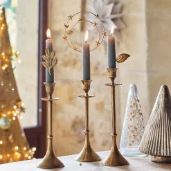 alinea Décoration De La Table De Noël|Bougie Et Photophore De Noël*Lot de 2 pins feuille pour bougie - Doré