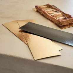 alinea Ustensile Pour Pâtisserie*Lot de 5 semelles à bûches en carton 10x34cm - Doré