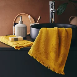 alinea Serviette Invité*Lot de 2 serviettes invité en coton - 30x50cm Jaune argan