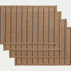 alinea Set De Table*Lot de 4 sets de table à rayures en jute 30x45cm - Bleu