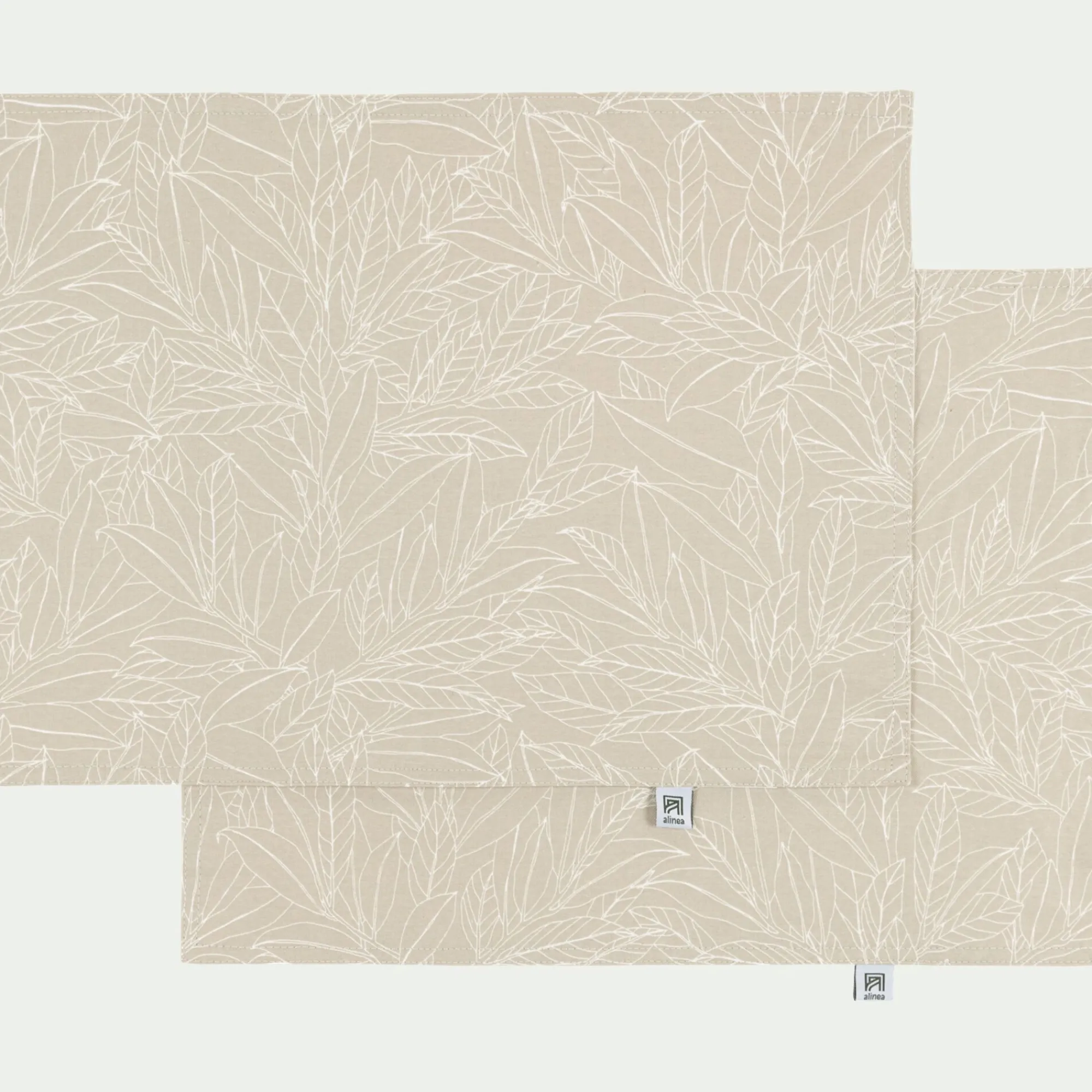 alinea Set De Table*Lot de 2 sets de table en coton enduit motif laurier - alpilles 35x48cm Beige