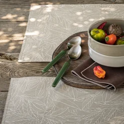 alinea Set De Table*Lot de 2 sets de table en coton enduit motif laurier - alpilles 35x48cm Beige