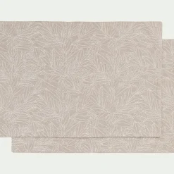 alinea Set De Table*Lot de 2 sets de table en lin et coton motif laurier - 35x50cm Beige