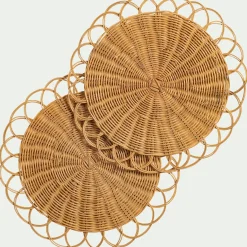 alinea Set De Table*Lot de 2 sets de table ronds en rotin D38cm - Naturel