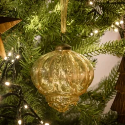 alinea Suspension De Noël*Lot de 6 suspensions de Noël goutte en verre H10cm - Jaune
