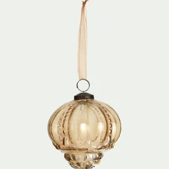 alinea Suspension De Noël*Lot de 6 suspensions de Noël goutte en verre H10cm - Jaune