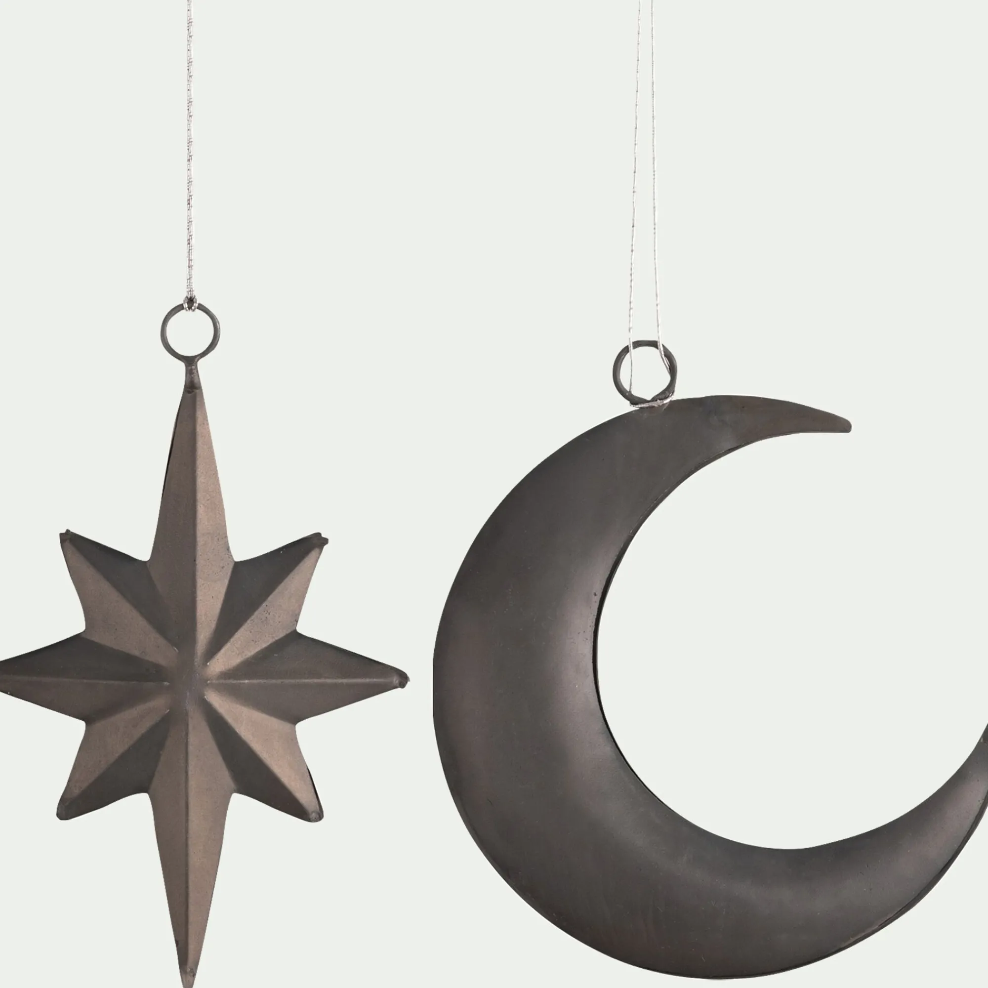 alinea Suspension De Noël*Lot de 2 suspensions de Noël lune et étoile en fer - Argenté
