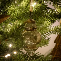 alinea Suspension De Noël*Lot de 6 suspensions de Noël goutte en verre H8,5cm - brun terre ombre Marron