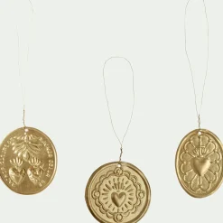 alinea Suspension De Noël*Lot de 12 suspensions de Noël en laiton D5,5cm - Doré