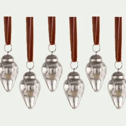 alinea Suspension De Noël*Lot de 6 suspensions goutte en verre H4cm - Argenté