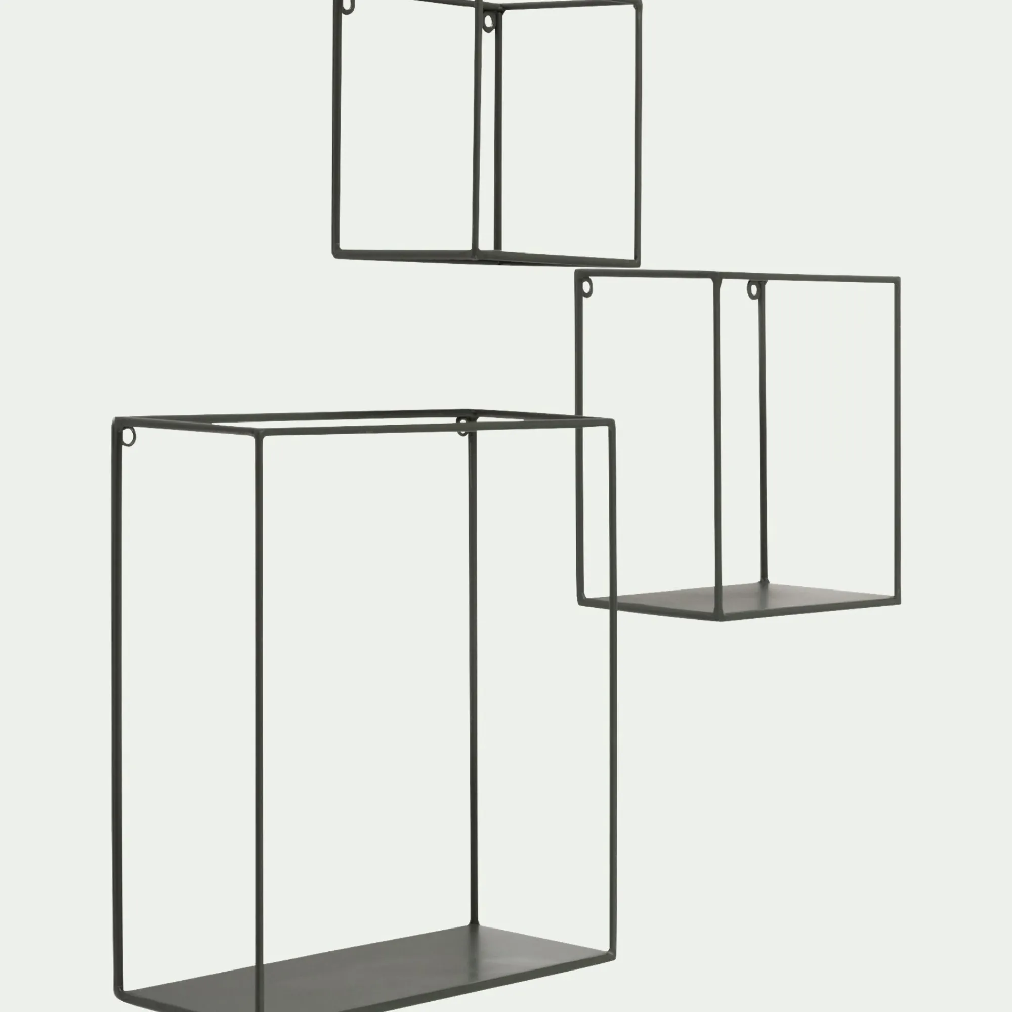alinea Étagère Murale*Lot de 3 étagères déco en fer - cèdre Vert