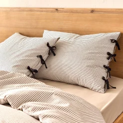 alinea Taie D'Oreiller*Lot de 2 taies d'oreiller rayées en coton lavé 50x70cm - Blanc