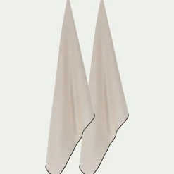 alinea Tablier Et Torchon*Lot de 2 torchons brodés en coton finition point de bourdon 50x70cm - Beige