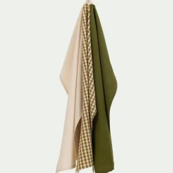 alinea Tablier Et Torchon*Lot de 3 torchons dépareillés en coton 50x70cm - Vert