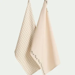 alinea Tablier Et Torchon*Lot de 2 torchons en coton à motifs 50x70cm - mousse Vert