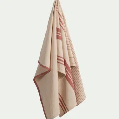 alinea Tablier Et Torchon*Lot de 3 torchons rayés en coton - beige et terracotta 50x70cm Rouge