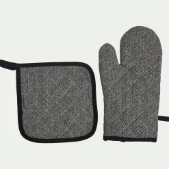 alinea Tablier Et Torchon*Lot de manique et gant - anthracite Gris