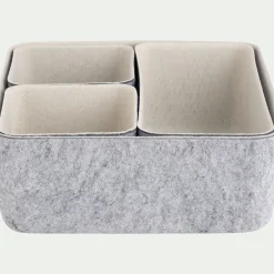 alinea Panier|Panier De Rangement Salle De Bain*Lot de paniers de rangement en feutrine - gris