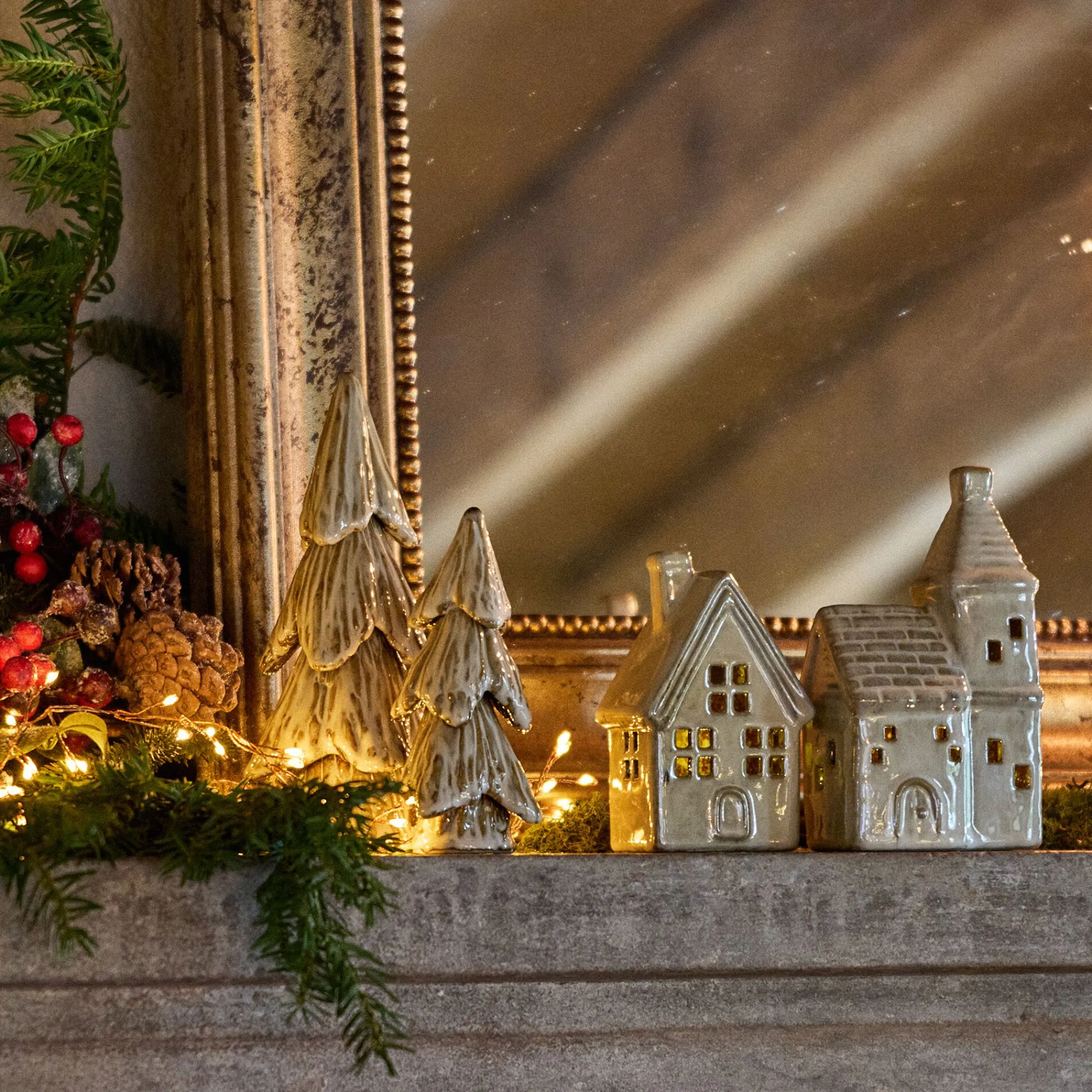alinea Décoration De La Table De Noël|Objet Décoratif De Noël*Maisonnette à poser en céramique - Beige