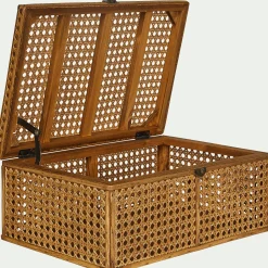 alinea Boîte De Rangement*Malle en bois de pin et cannage - H14,5xL37cm Naturel