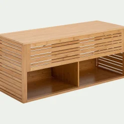 alinea Meuble Sous Vasque*Meuble double sous vasque murale en bambou - L120cm Bois clair