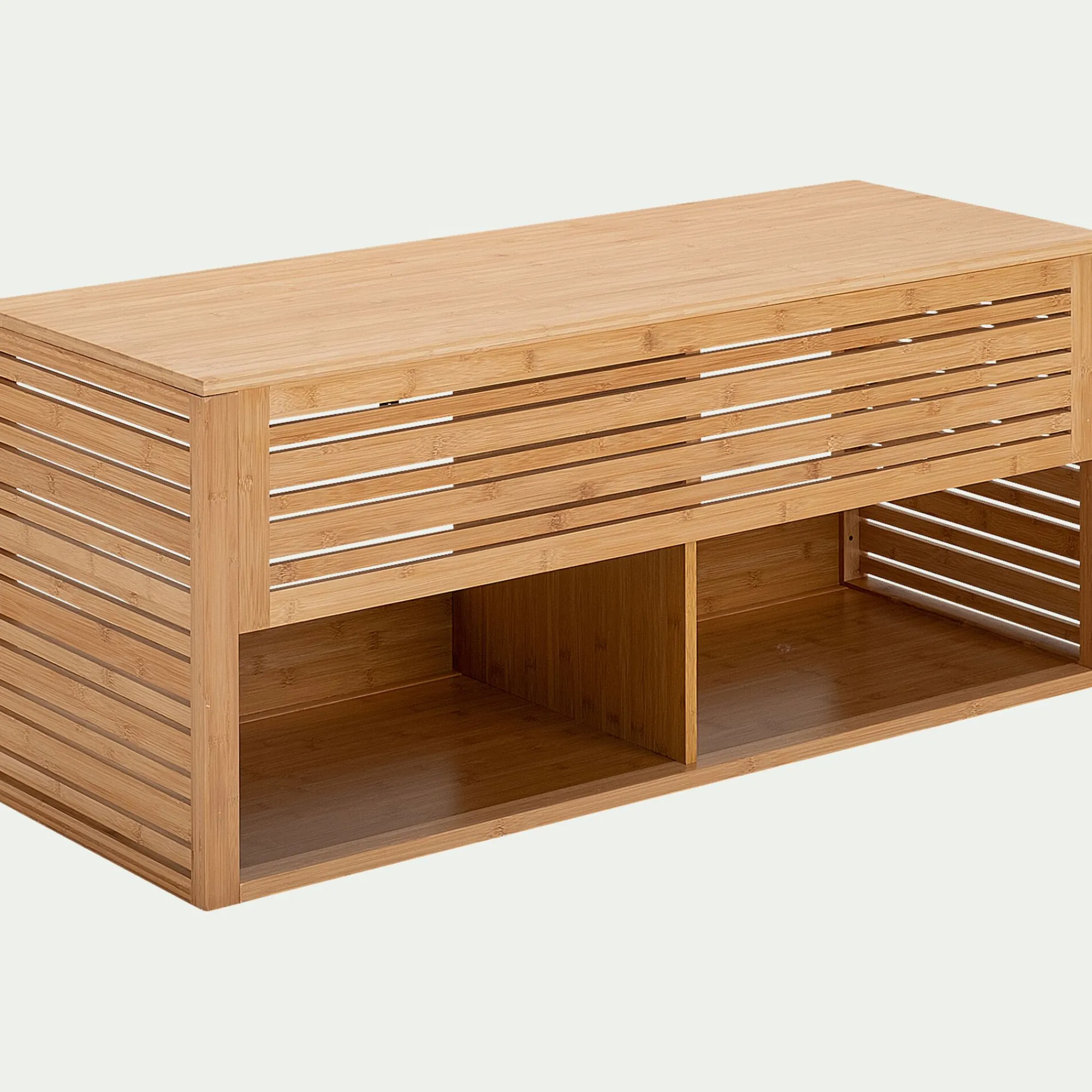 alinea Meuble Sous Vasque*Meuble double sous vasque murale en bambou - L120cm Bois clair