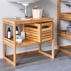 alinea Rangement De Salle De Bain|Meuble Sous Vasque*Meuble sous-vasque en bambou - L61cm Bois clair