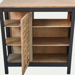 alinea Meuble Sous Vasque*Meuble sous-vasque simple 1 porte en acacia massif - L90cm Bois foncé