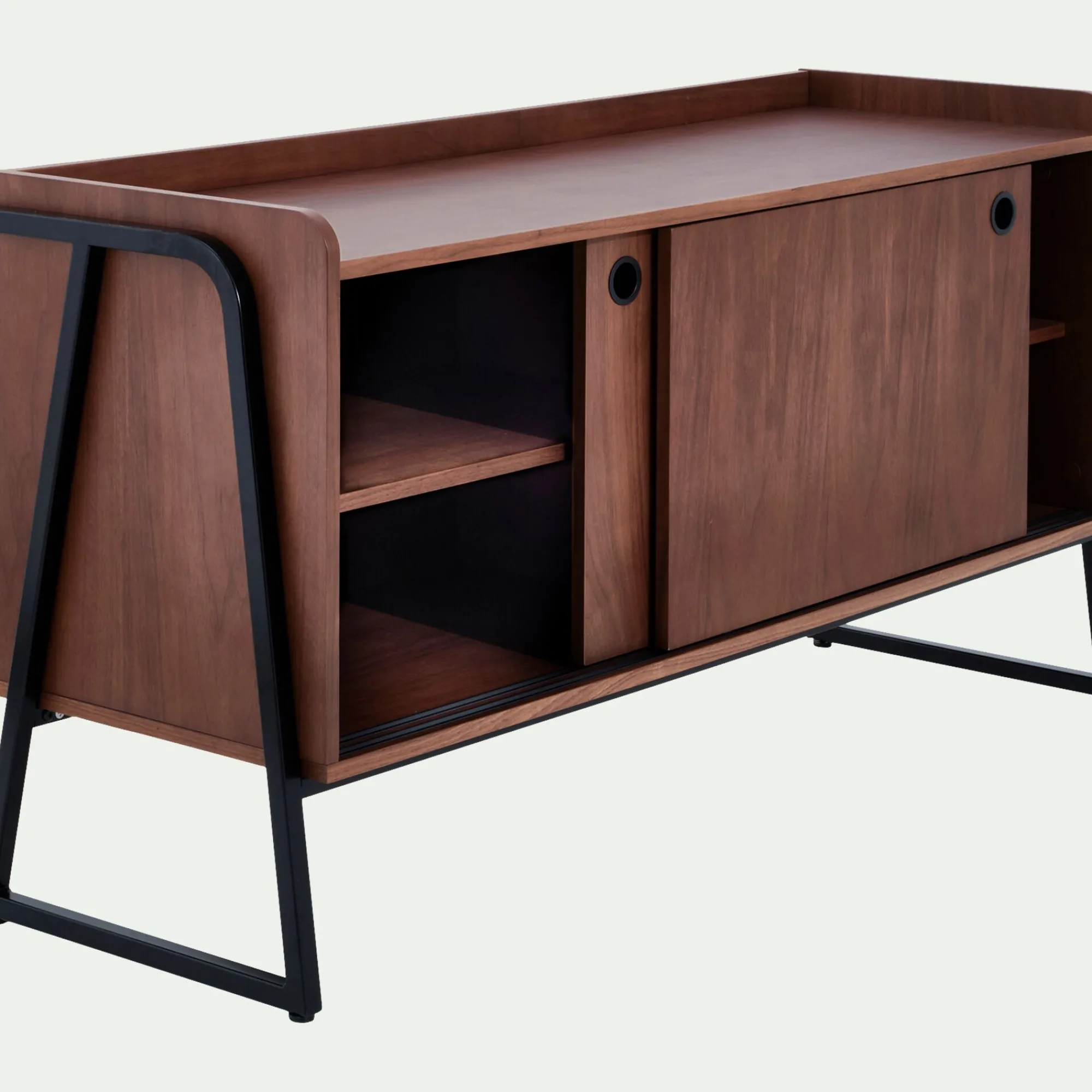 alinea Meuble Tv*Meuble TV 2 portes en bois L120xl40xH65cm - Bois foncé