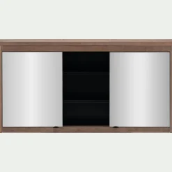 alinea Miroir De Salle De Bain*Miroir double avec rangement en pin placage eucalyptus L120xl42cm - Bois foncé