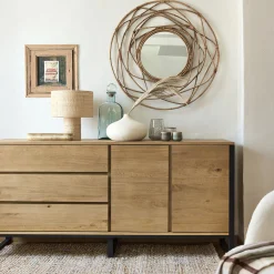 alinea Miroir*Miroir fleur circulaire en rotin D90cm - Naturel