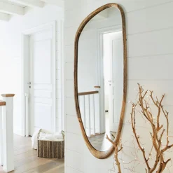 alinea Miroir*Miroir ovale en bois de manguier H120cm - Naturel