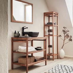 alinea Miroir De Salle De Bain*Miroir rectangulaire de salle de bain en acacia - 88cm Bois foncé