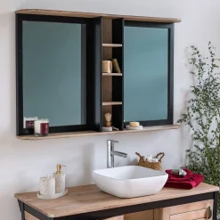 alinea Miroir De Salle De Bain*Miroir rectangulaire de salle de bain en acacia massif - L120cm Bois foncé