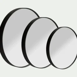 alinea Miroir|Miroir De Salle De Bain*Miroir rond en bois D50cm - Noir
