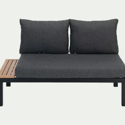 alinea Canapé Extérieur|Fauteuil De Jardin*Méridienne de jardin en aluminium et eucalyptus - (2 places) Noir