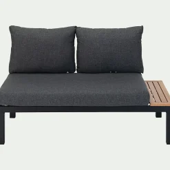 alinea Canapé Extérieur|Fauteuil De Jardin*Méridienne de jardin en aluminium et eucalyptus - (2 places) Noir