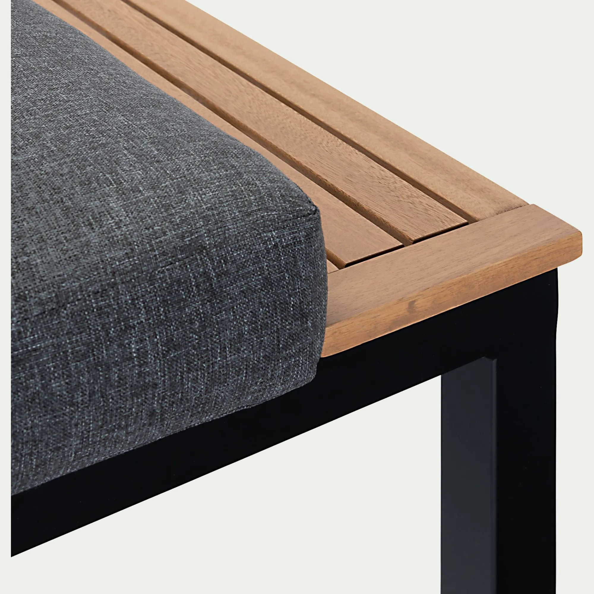 alinea Canapé Extérieur|Fauteuil De Jardin*Méridienne de jardin en aluminium et eucalyptus - (2 places) Noir