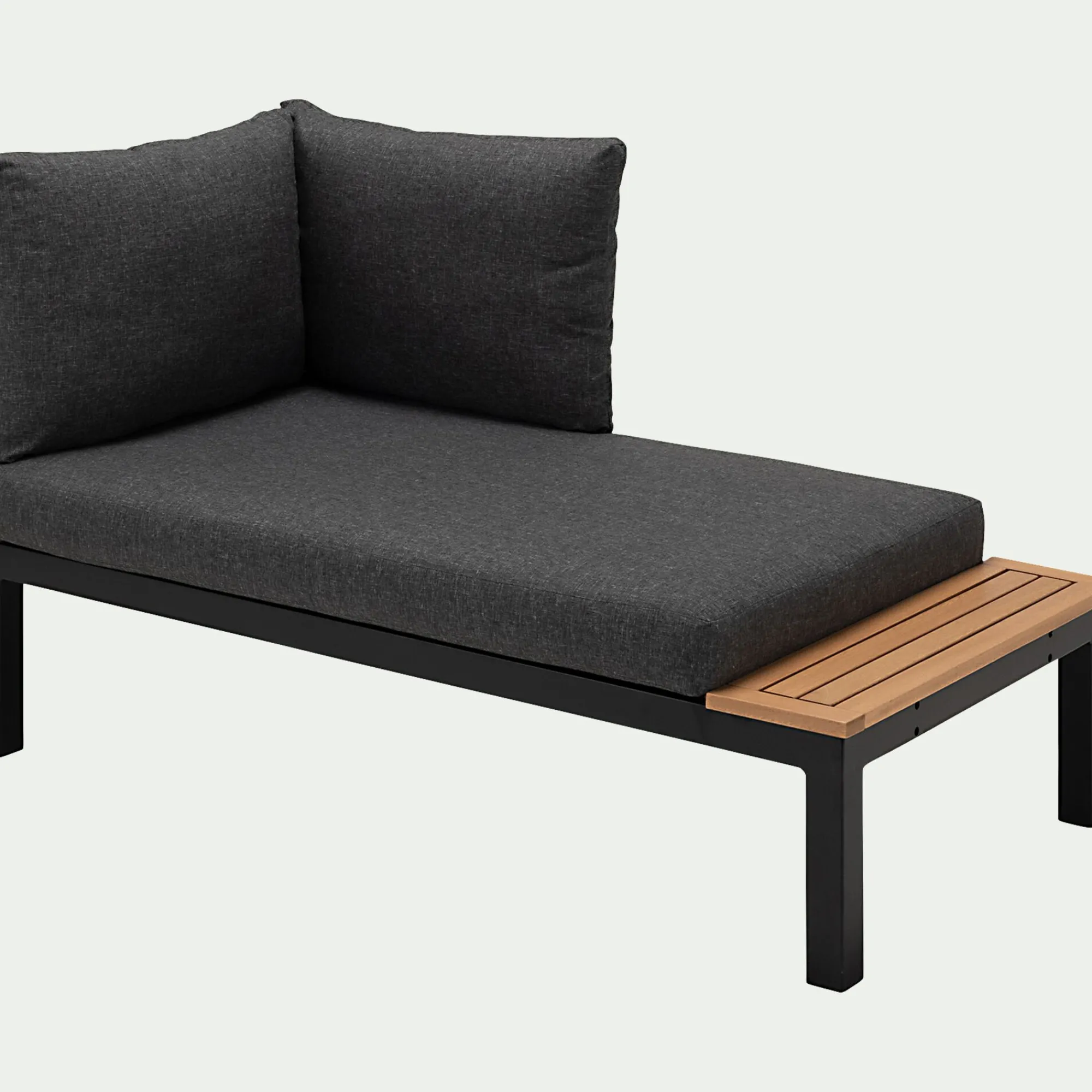 alinea Canapé Extérieur|Fauteuil De Jardin*Méridienne de jardin en aluminium et eucalyptus - (2 places) Noir