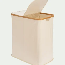 alinea Panier À Linge*Panier à linge en polycoton et bambou H60xL54cm - blanc