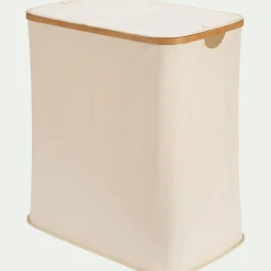 alinea Panier À Linge*Panier à linge en polycoton et bambou H60xL54cm - blanc
