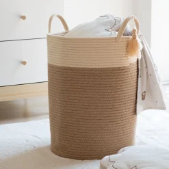 alinea Matelas Enfant|Panier*Panier de rangement en polycoton D38xH50cm - beige