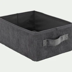 alinea Matelas Enfant|Boîte De Rangement Enfant*Panier de rangement en velours côtelé H12xL26xl20 cm - Gris ardoise