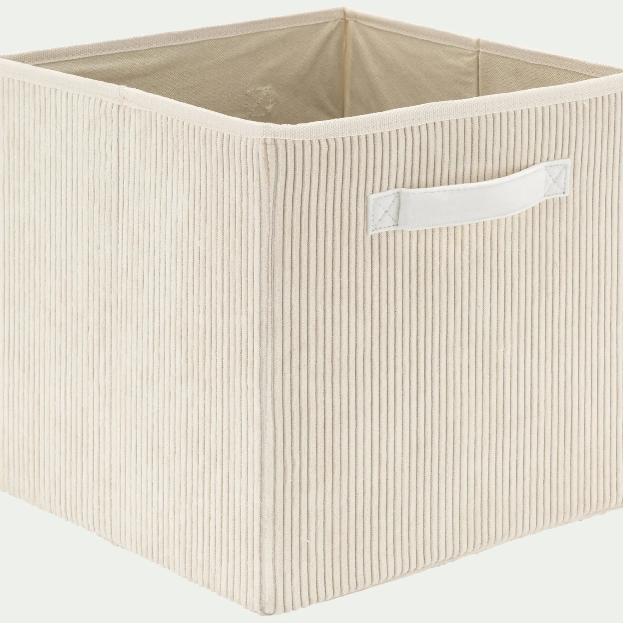 alinea Matelas Enfant|Boîte De Rangement Enfant*Panier de rangement en velours côtelé H30xL30cm - Blanc ventoux