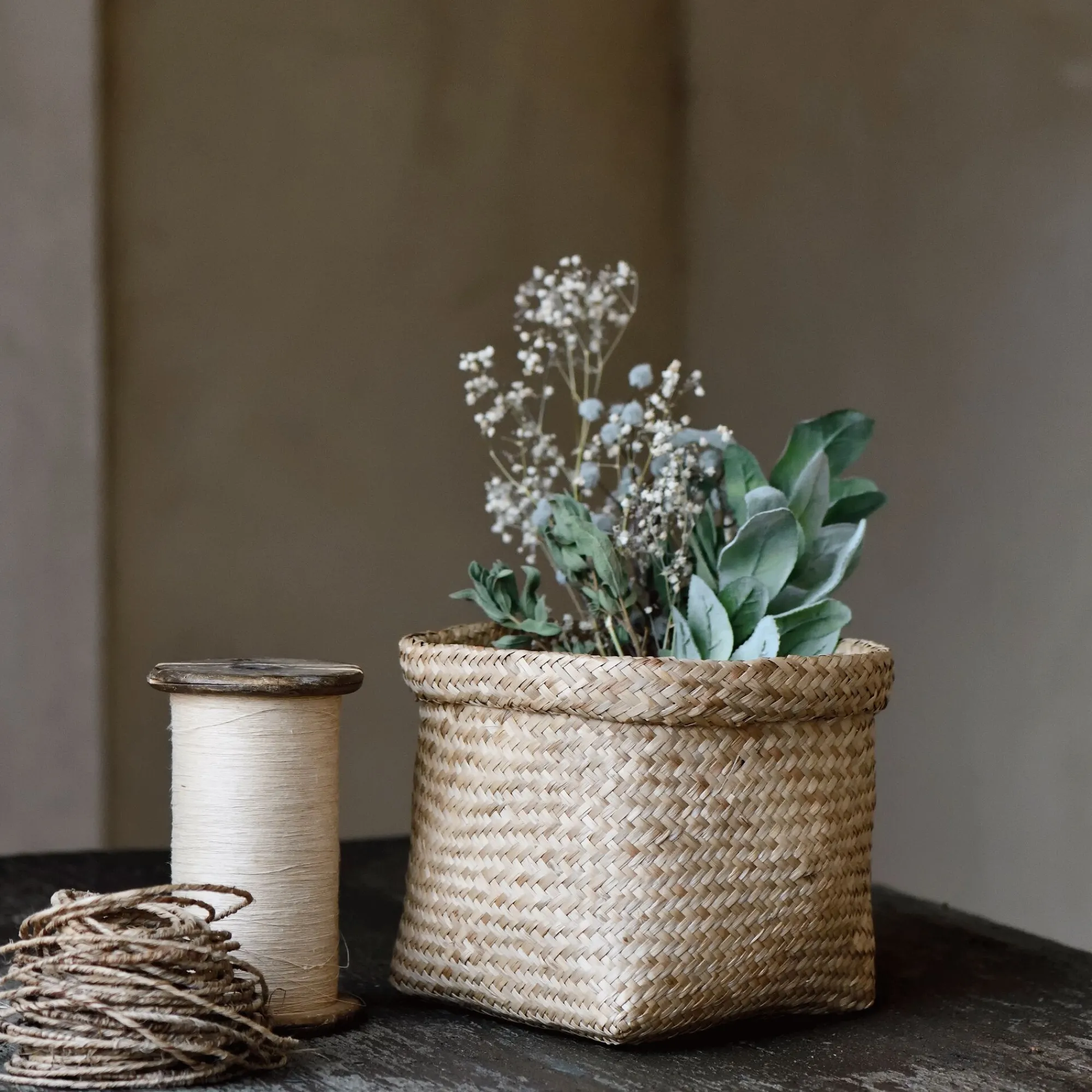 alinea Accessoire De Salle De Bain|Panier*Panier en jonc de mer - naturel H18xD24cm