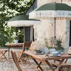 alinea Parasol De Balcon|Parasol Droit*Parasol à franges D180cm - kaki Vert