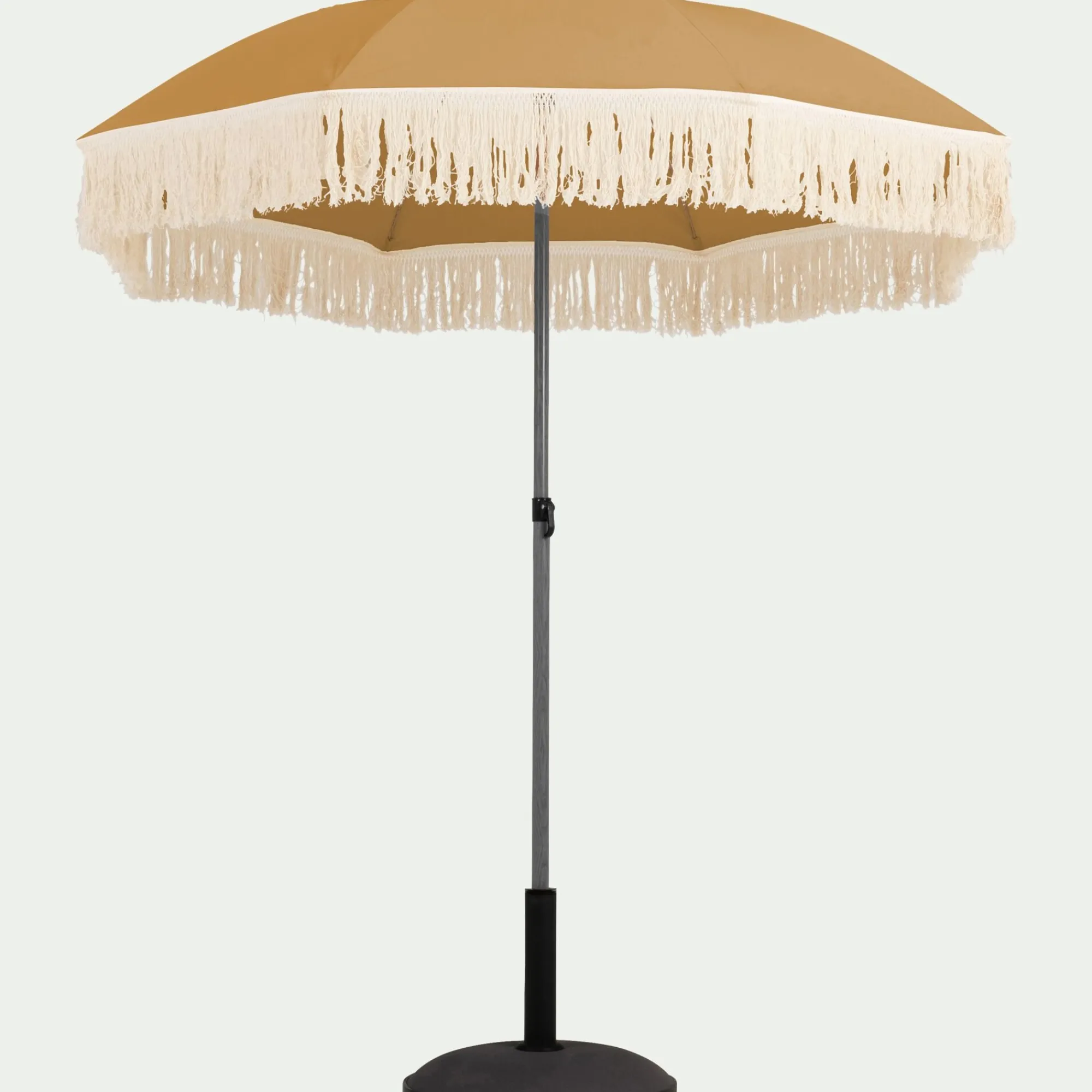 alinea Parasol De Balcon|Parasol Droit*Parasol à franges et pied de parasol D180cm - nèfle Beige