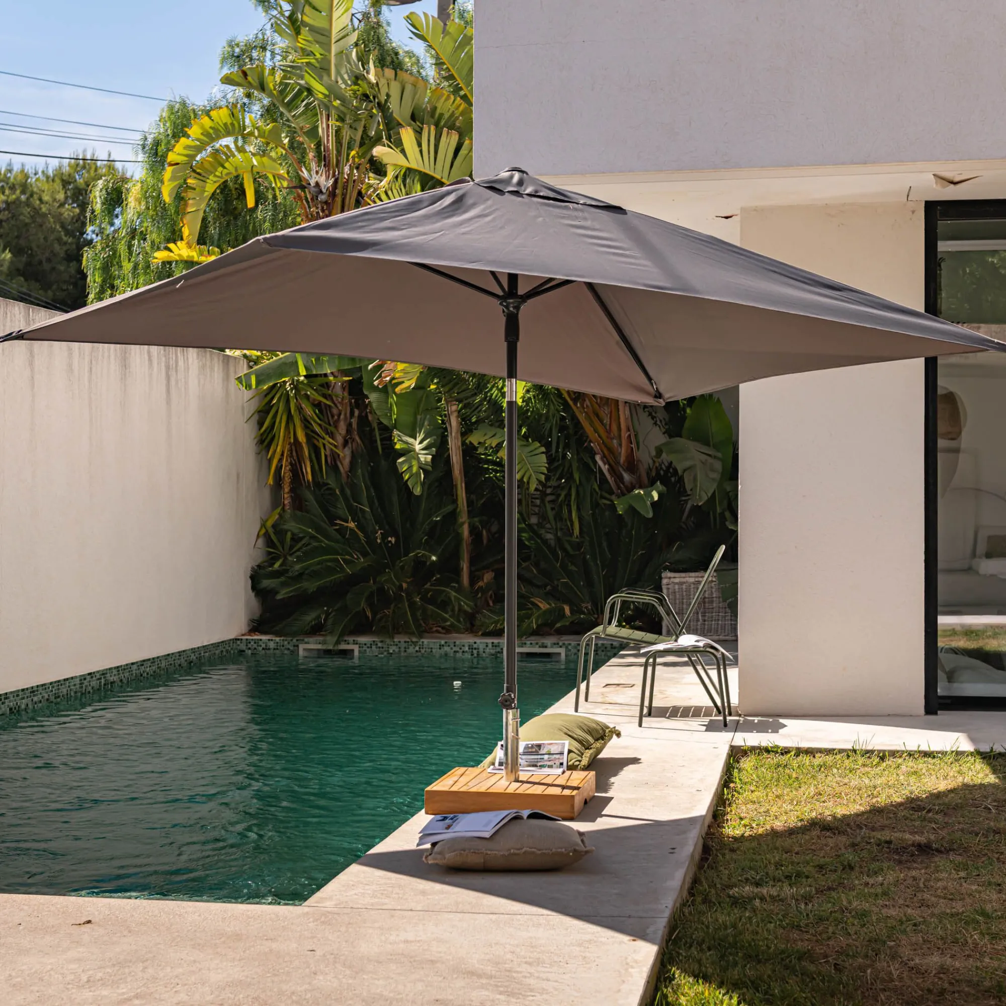 alinea Parasol De Balcon|Parasol Droit*Parasol droit en tissu et métal 200x300cm - Gris