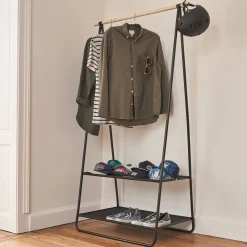 alinea Dressing*Penderie ouverte à 2 étagères en acier et en bois H171xL95cm - Noir